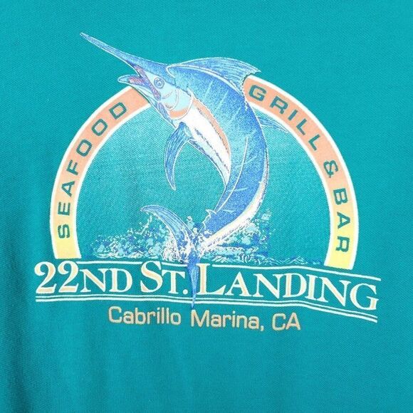 Vintage Marlin Fish Polo Shirt Mens Size XL Blue 22nd St Landing Made In USA - Picture 4 of 6